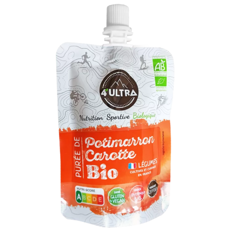 Purée salée bio-Potimarron-carotte-4ULTRA -muntanya-equipement-vetement-running-trail-alimentation-made-in-france-homme-femme-magasin-tenue