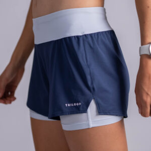 Muntanya.fr propose toute une gamme de produits adaptés pour les sportifs. Retrouvez les shorts femme Triloop de fabrication française. vue de côté détaillée