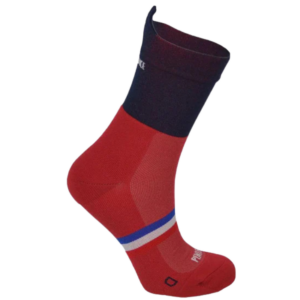 Chaussettes hautes running cerise et bleu | PENTE DOUCE